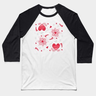 Hearts and Flowers Valentine Pattern Baseball T-Shirt